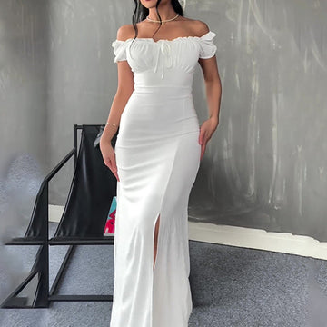 Women's Summer Braided Dress Soaked Sleeve Open Bag Hip Dress Woman